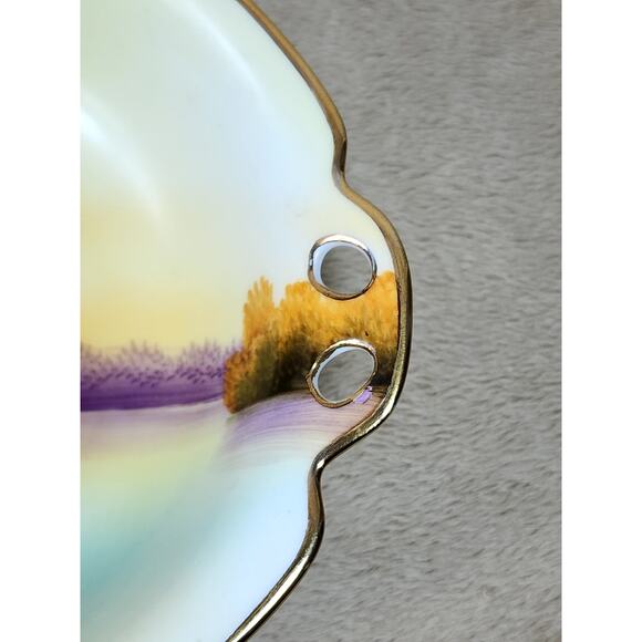 Rare Meito China Bowl Dish 7" Hand Painted Gold Trim Double Handle 1930 Japan - Picture 9 of 15